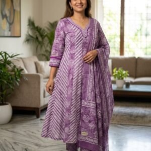 100 % Natural GAJI SILK SALWAR  SUIT DUPTTA - Purple, 3xl