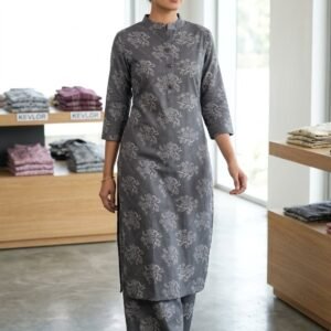 20% OFF ON KEVLOR LOTUS LUXURIUS VISCOSE KURTI PALAZZO 100% Comfort Wear. - Grey, 4xl