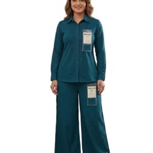 28Pc Luxurious & Premium Dart Fitting Cord-Set with Palazzo an Attractive look - Teal, XL to 4XL